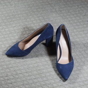 Franco Sarto Size 10 Navy Blue Suede, Block Heel Pointed Toe Women’s Shoes